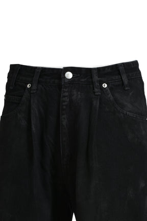 LOOSE FLARE PT DENIM COATING / BLK