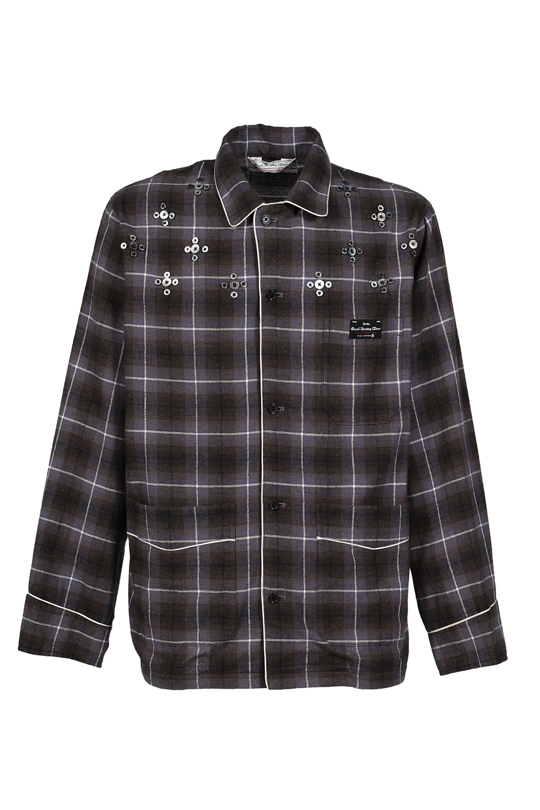"BENJAMIN BUTTON" SILK COTTON SHIRT JACKET / BLK/PUR