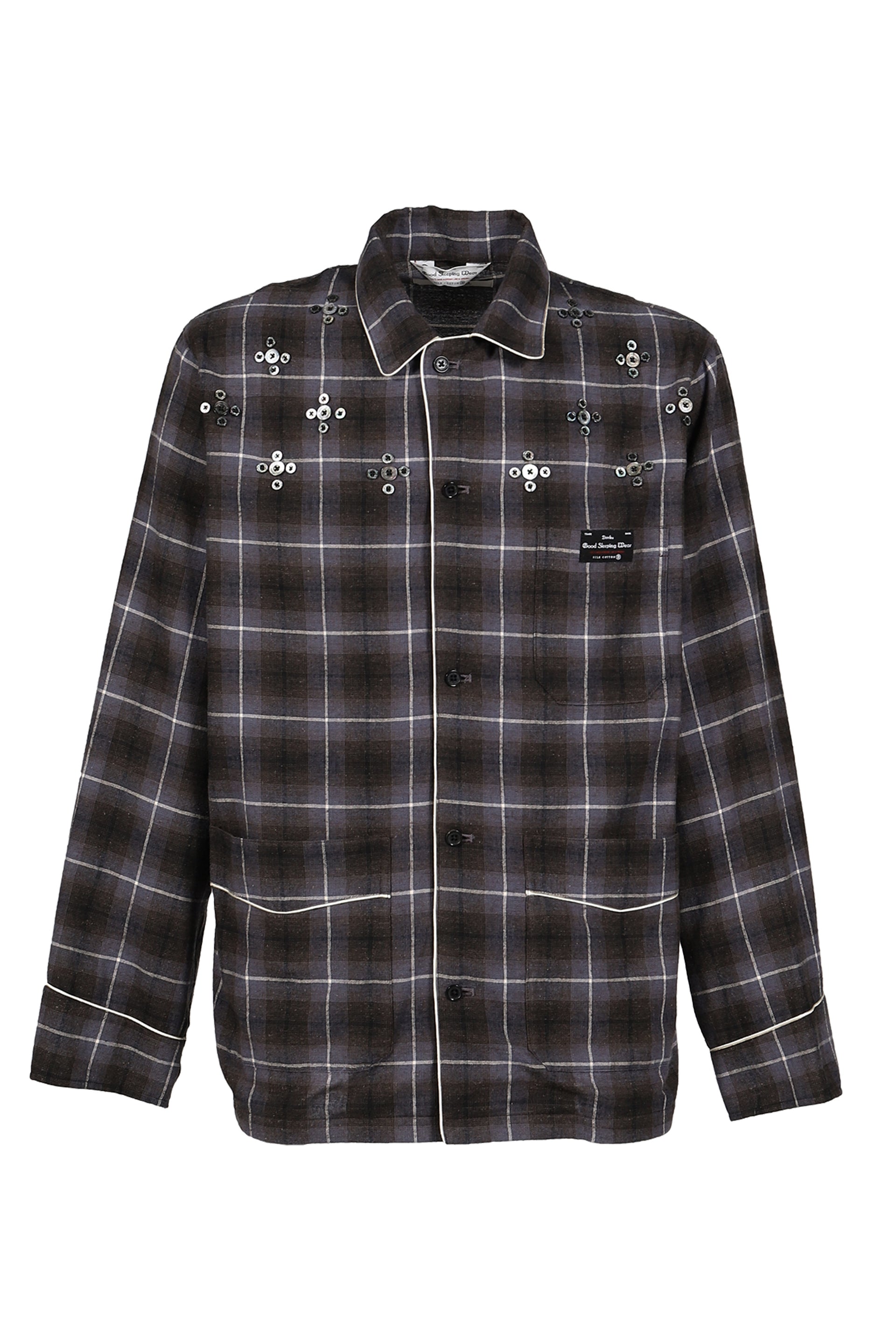 "BENJAMIN BUTTON" SILK COTTON SHIRT JACKET / BLK/PUR