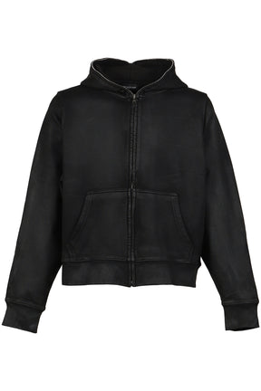 WAXED ZIP HOODIE / BLK