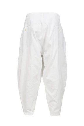 Yohji Yamamoto ヨウジヤマモト SS26 COTTON WHITE PANTS / O.WHT