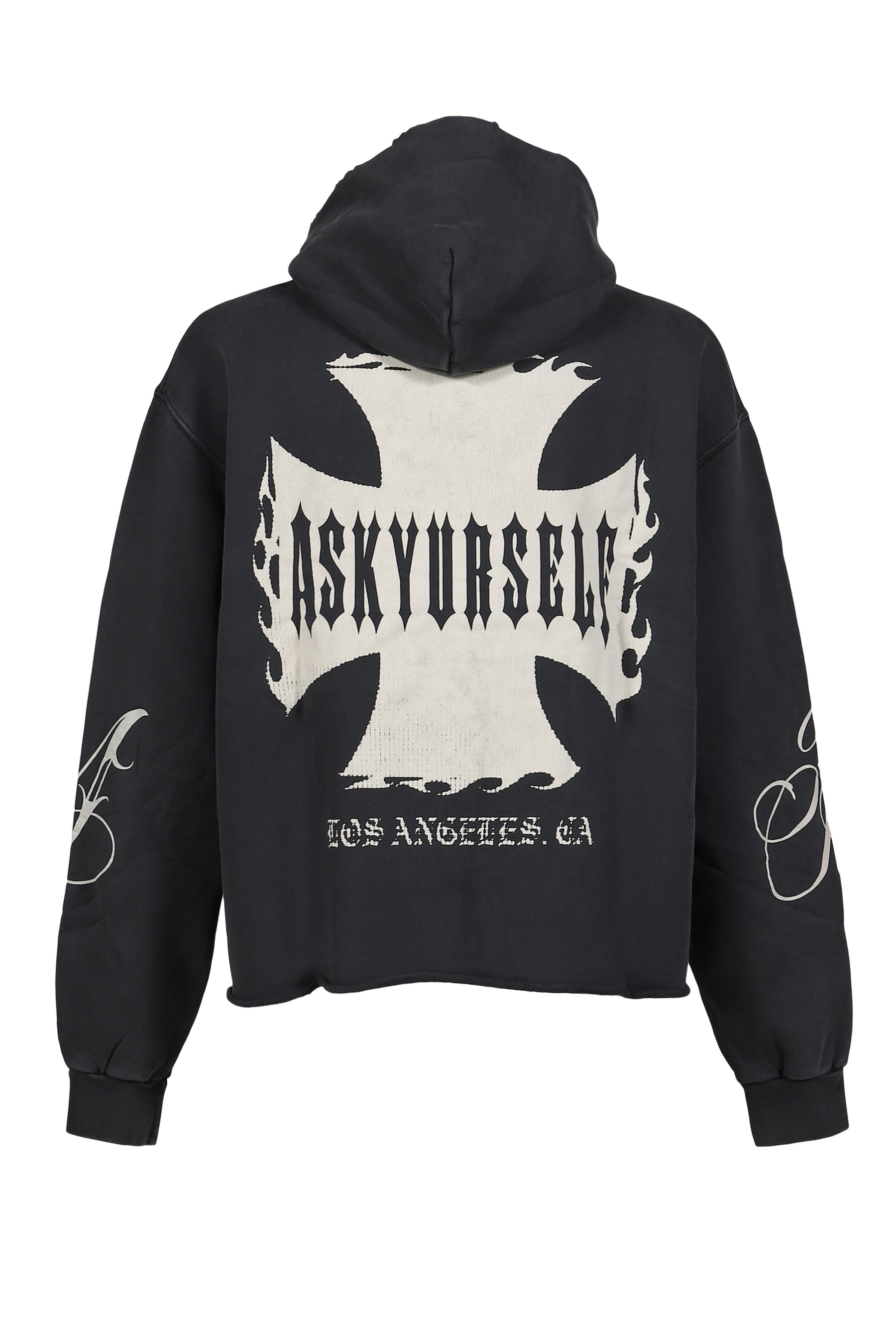 ASKYURSELF アスクユアセルフ FW25 RAW AY CROSS HOODIE / VINTAGE BLK