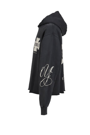 RAW AY CROSS HOODIE / VINTAGE BLK 