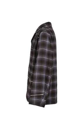 "BENJAMIN BUTTON" SILK COTTON SHIRT JACKET / BLK/PUR