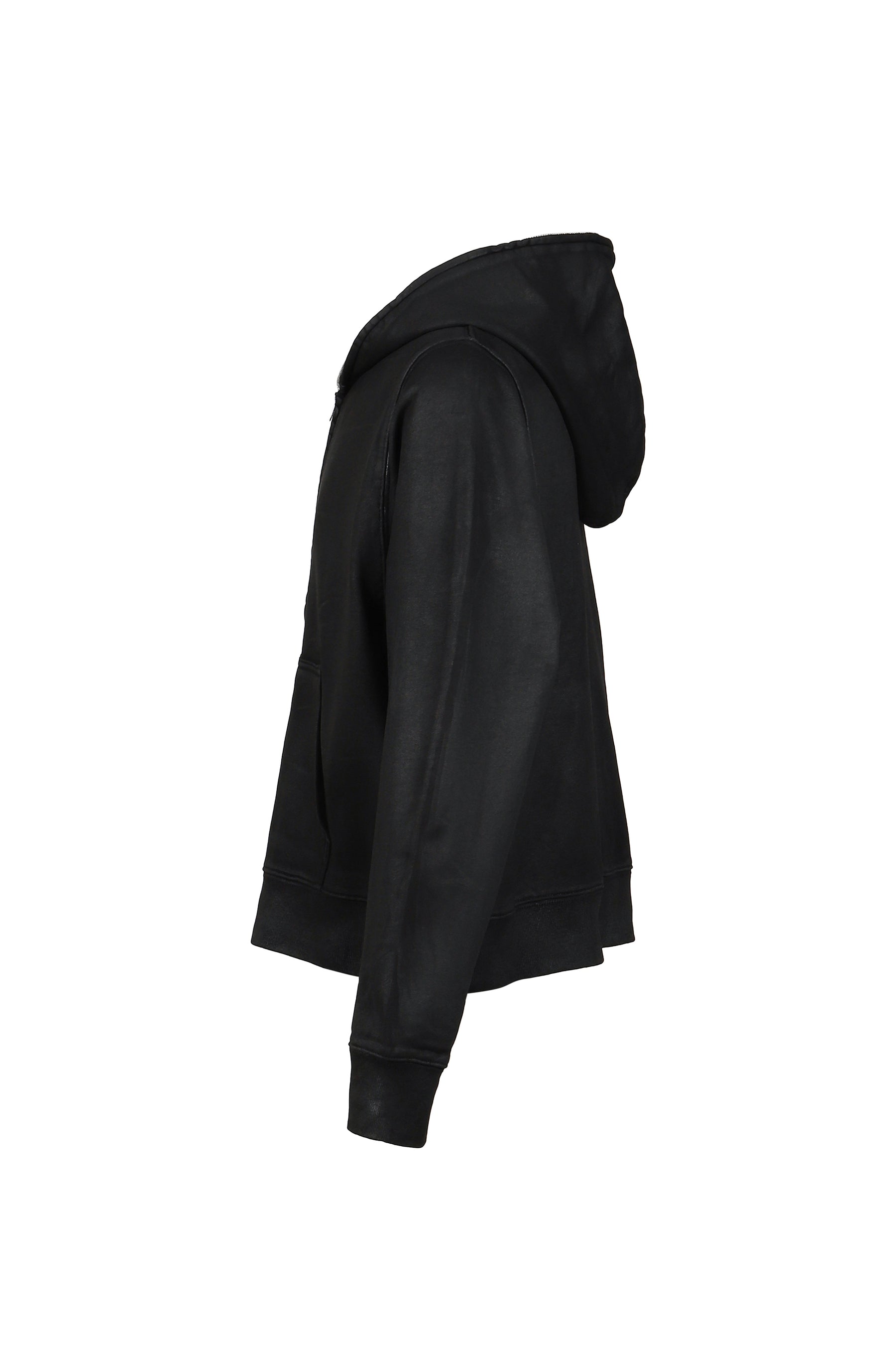 WAXED ZIP HOODIE / BLK