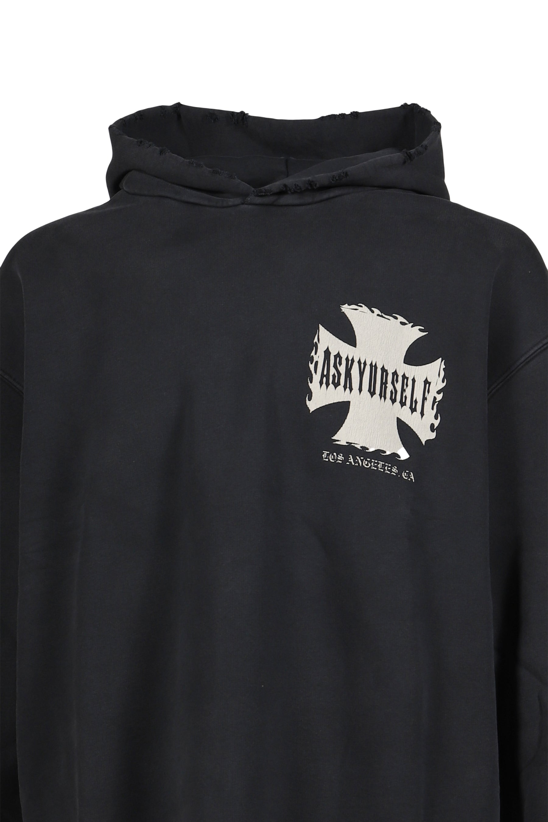 RAW AY CROSS HOODIE / VINTAGE BLK 