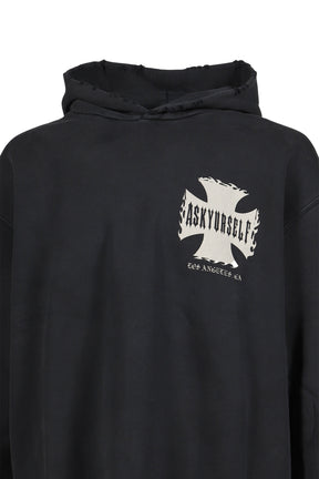 RAW AY CROSS HOODIE / VINTAGE BLK 