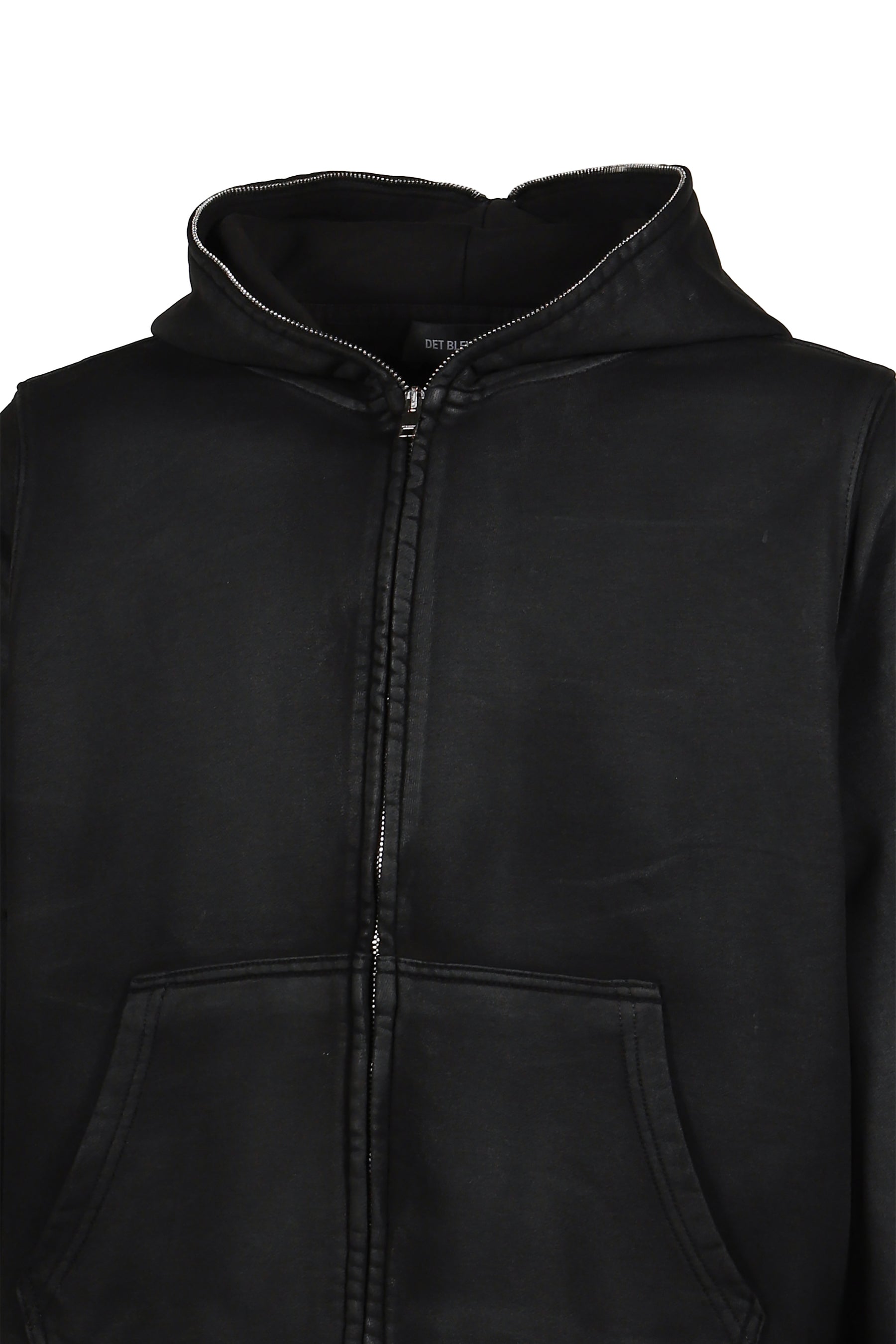 WAXED ZIP HOODIE / BLK