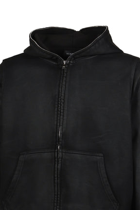 WAXED ZIP HOODIE / BLK