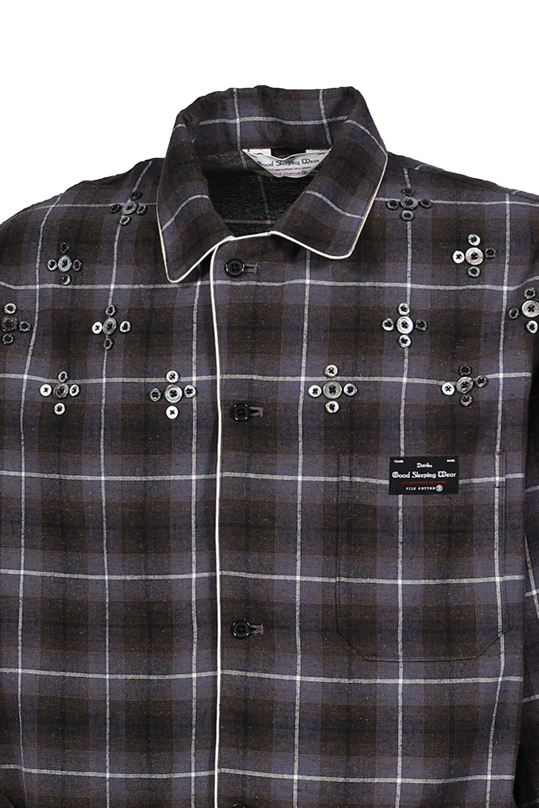 "BENJAMIN BUTTON" SILK COTTON SHIRT JACKET / BLK/PUR
