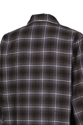 "BENJAMIN BUTTON" SILK COTTON SHIRT JACKET / BLK/PUR