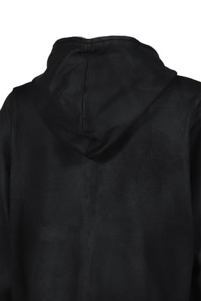 WAXED ZIP HOODIE / BLK