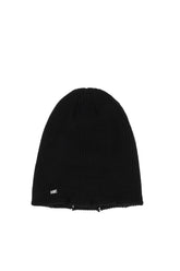 DISTRESSED KNIT BEANIE / BLK