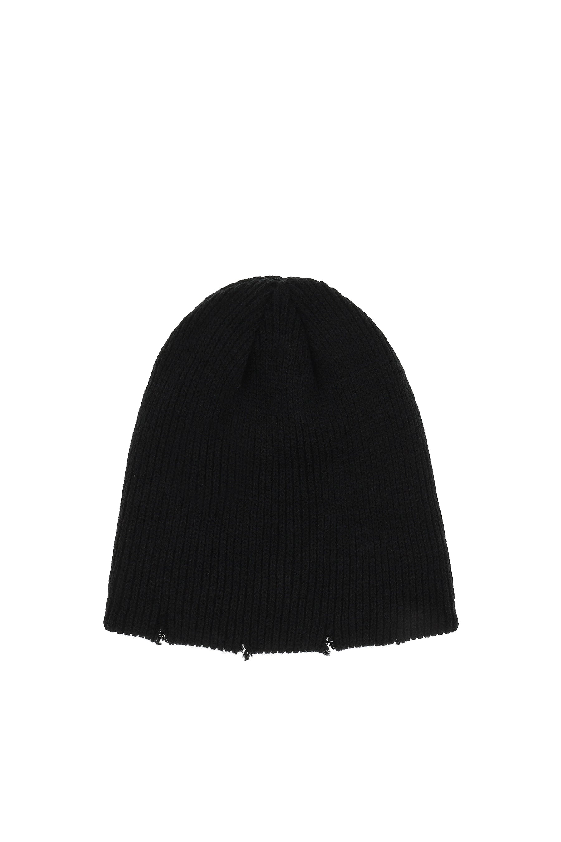 DISTRESSED KNIT BEANIE / BLK