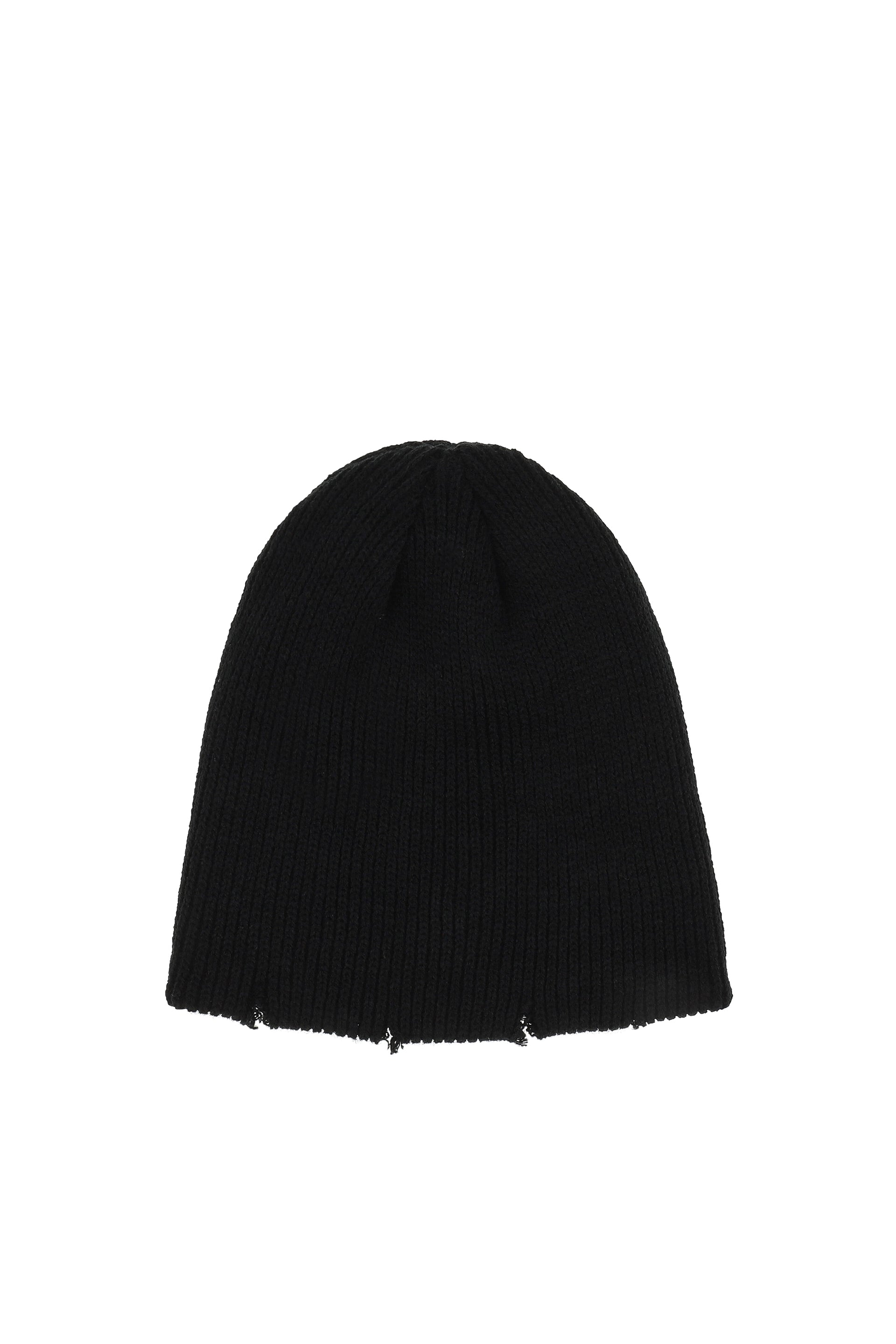 DISTRESSED KNIT BEANIE / BLK