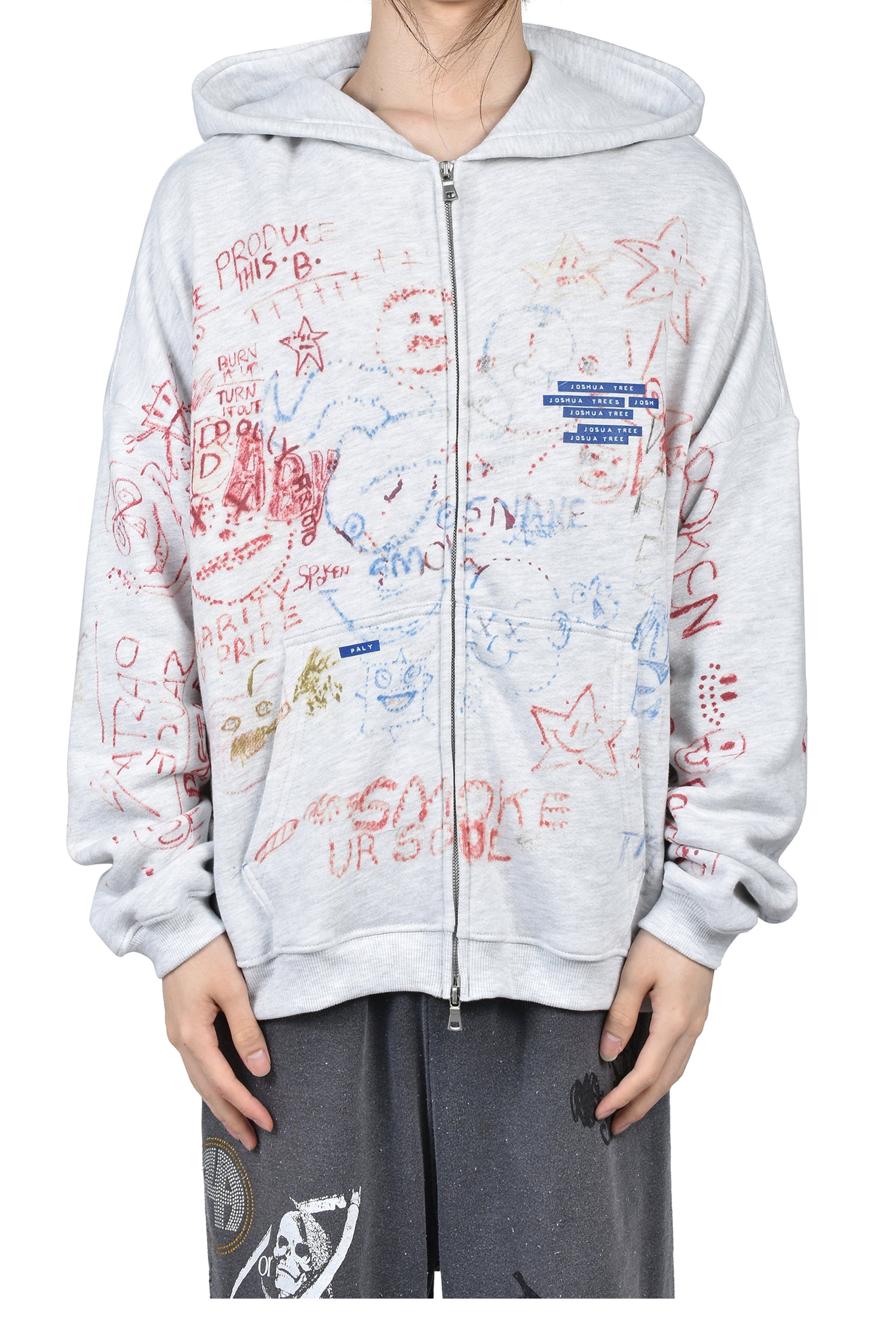 JOSHUA TREE DOUBLE ZIP HOODED SWEATSHIRT / CRM / MULTI