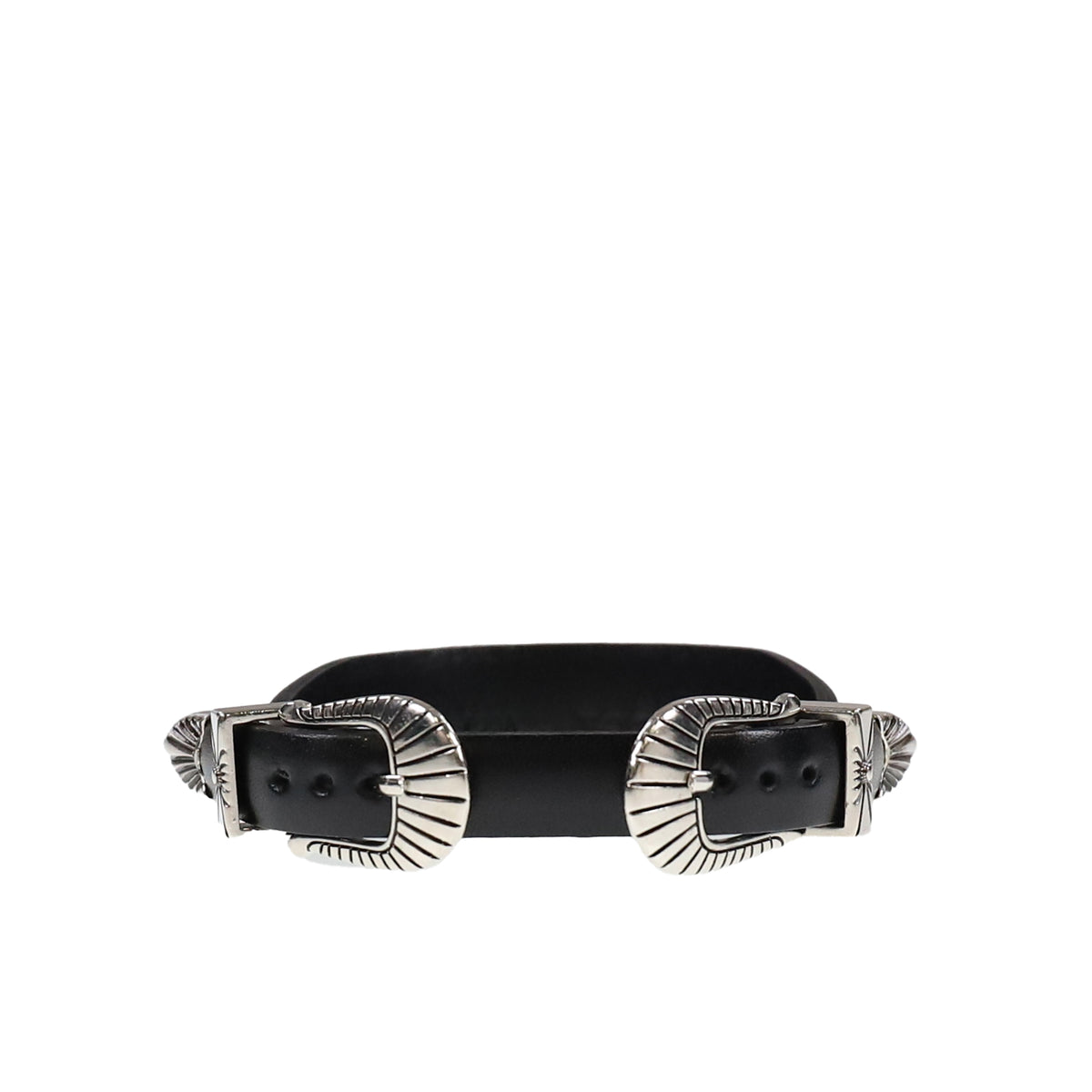 TOGA TOO トーガ トゥー SS26 NARROW DOUBLE BUCKLE BANGLE / BLK