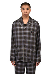 "BENJAMIN BUTTON" SILK COTTON SHIRT JACKET / BLK/PUR