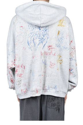 JOSHUA TREE DOUBLE ZIP HOODED SWEATSHIRT / CRM / MULTI