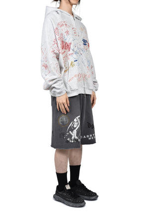 JOSHUA TREE DOUBLE ZIP HOODED SWEATSHIRT / CRM / MULTI