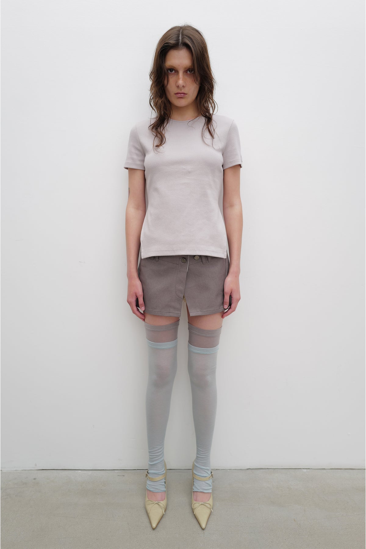 LAYERED MINISKIRT & BOXER SHORTS / GRY