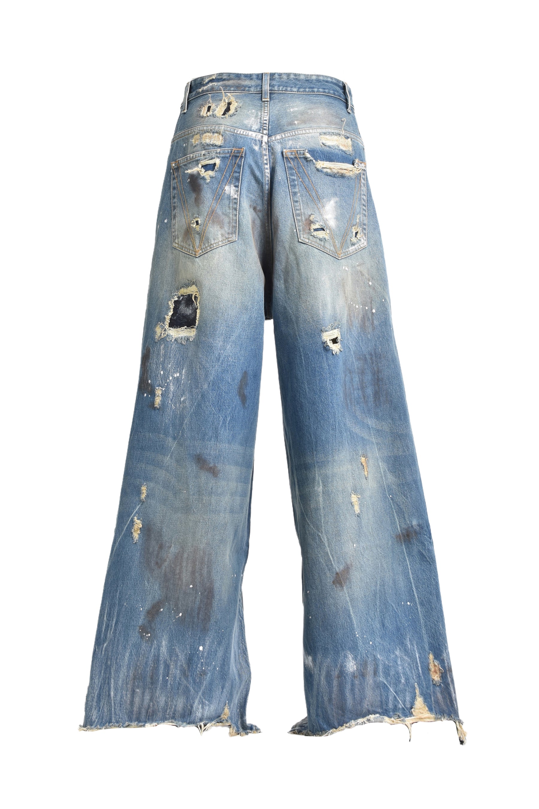 TRASHED BIG SHAPE JEANS / DISTRESSED BLU