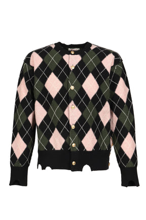 DIAMOND SCRAPED CARDIGAN / PEACH