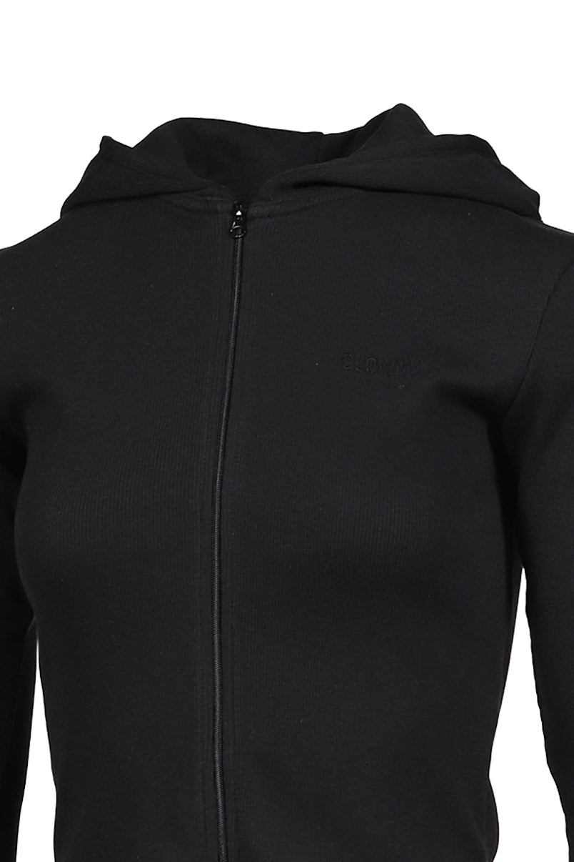 GLOWNY グロウニー SS26 G CLASSIC ESSENTIAL RIB ZIP-UP / BLK