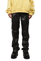 LEATHER STRAIGHT PANTS / BLK
