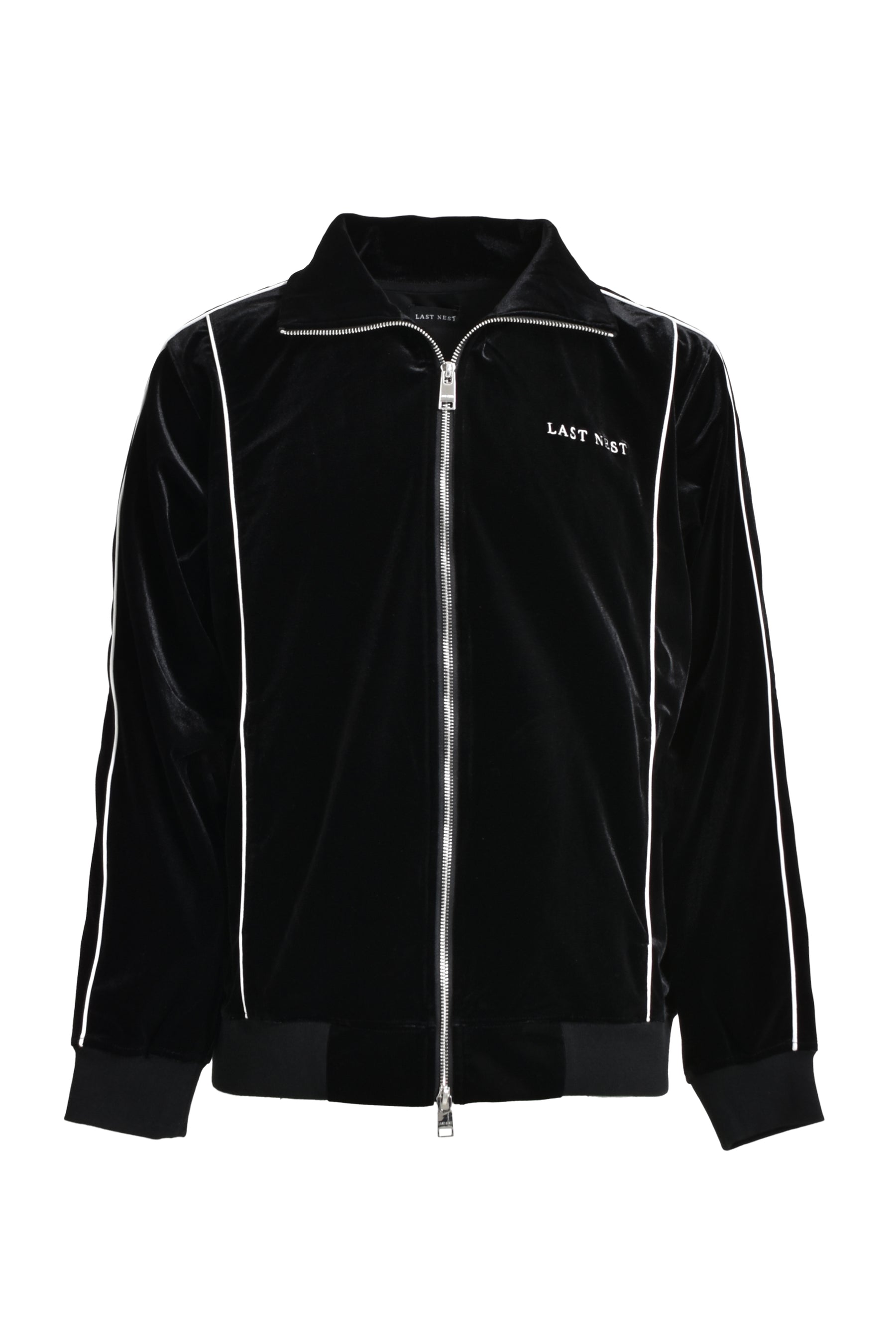 LAST NEST ラストネスト FW24 VELOUR EMBROIDERY TRACK JACKET / BLK - NUBIAN