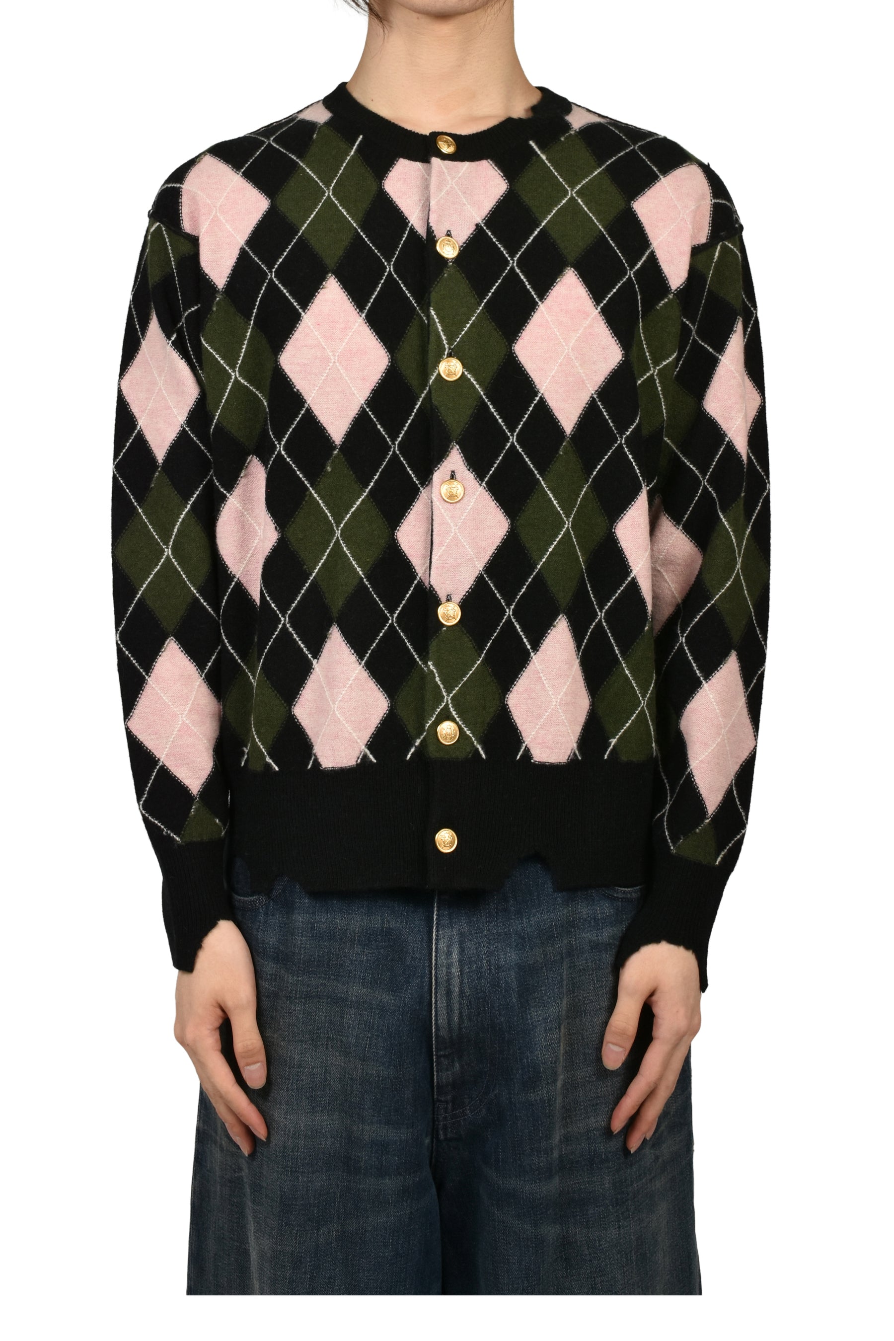 DIAMOND SCRAPED CARDIGAN / PEACH