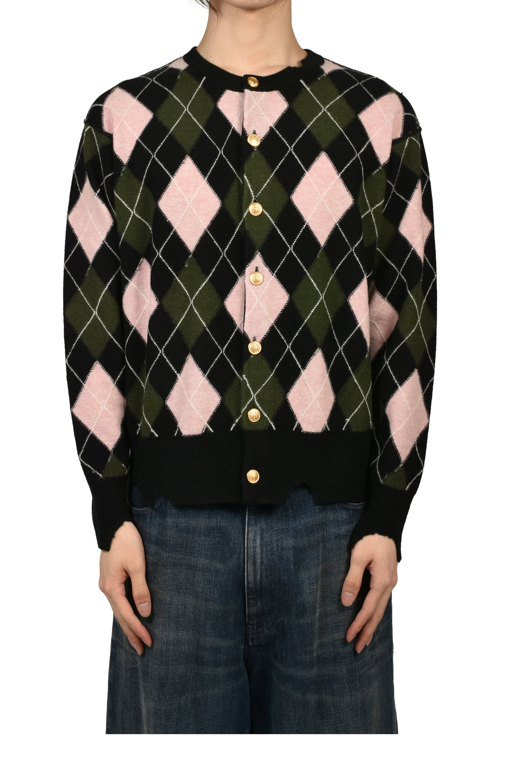 DIAMOND SCRAPED CARDIGAN / PEACH