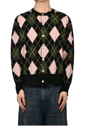 DIAMOND SCRAPED CARDIGAN / PEACH