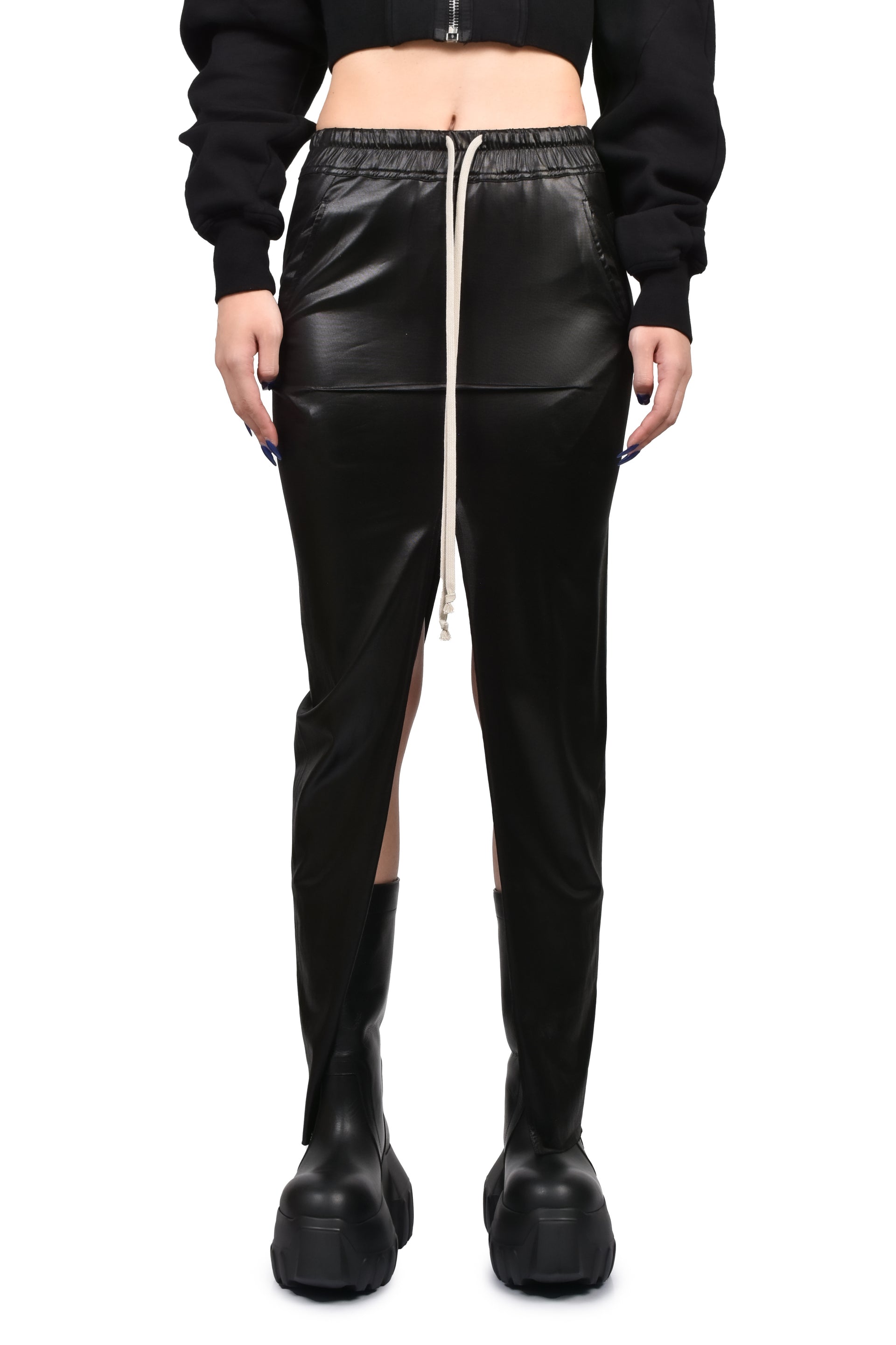 PULL ON SLICED PILLAR SKIRT / BLK