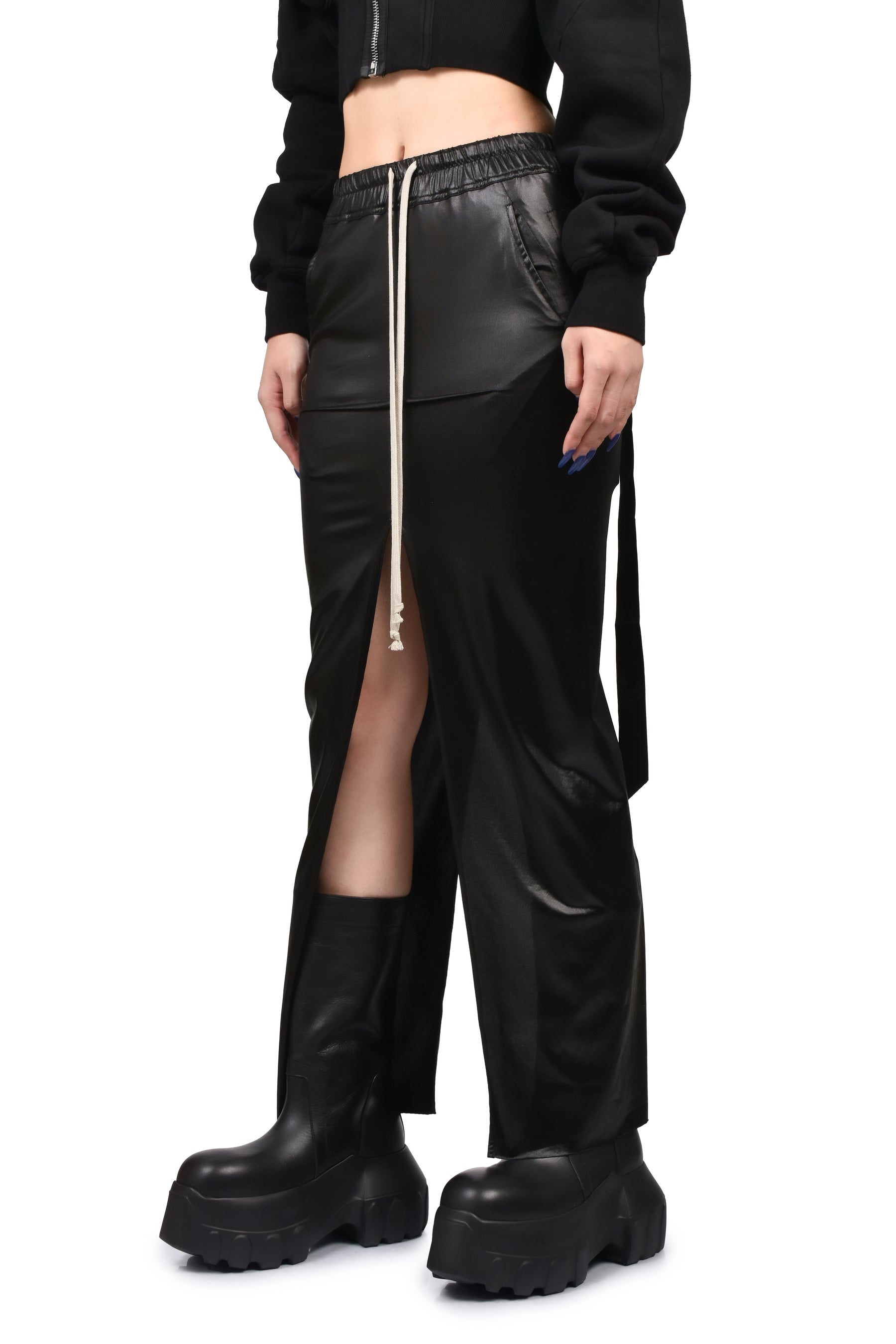 PULL ON SLICED PILLAR SKIRT / BLK