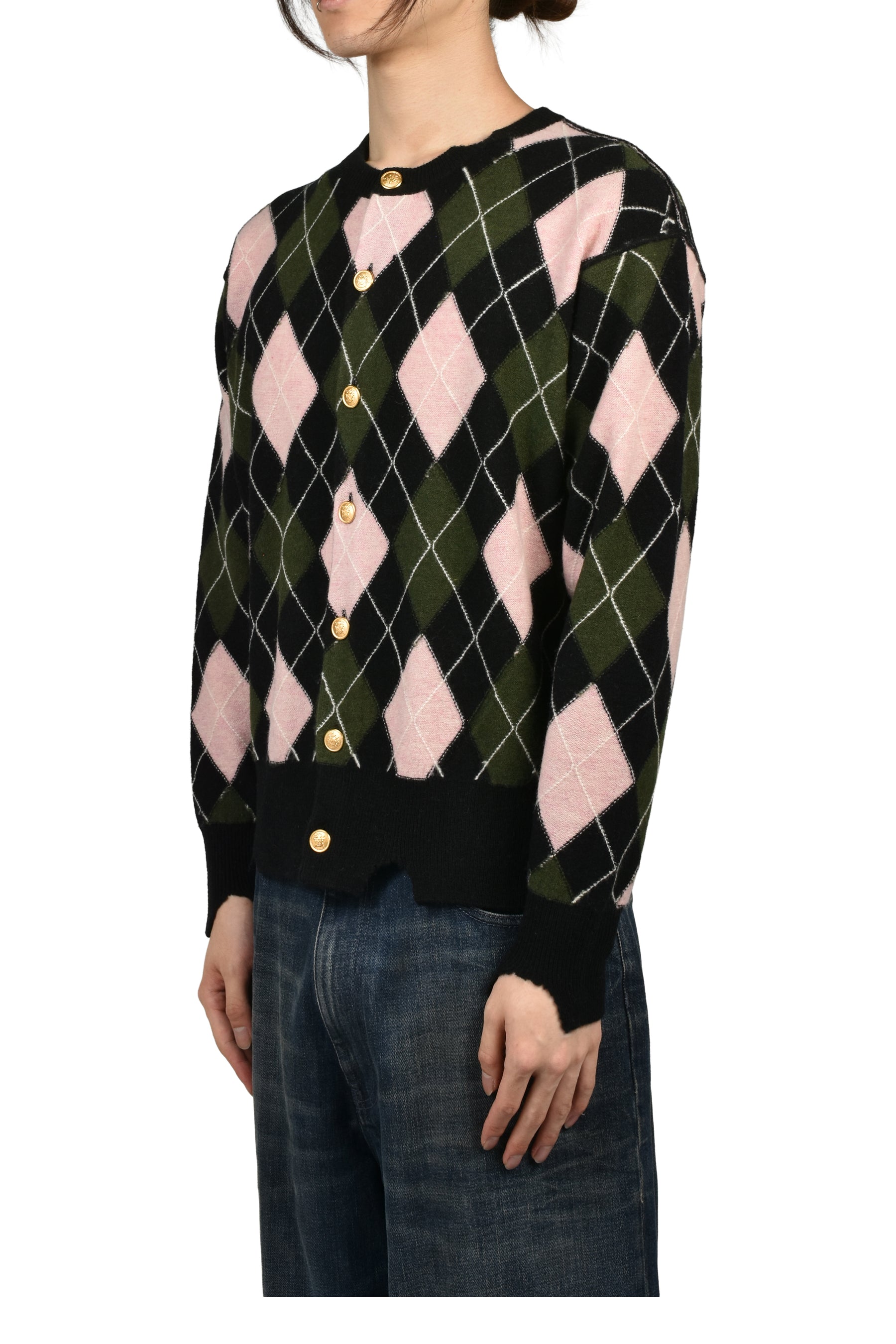 DIAMOND SCRAPED CARDIGAN / PEACH