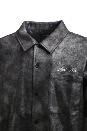 LEATHER S/S SHIRTS / BLK