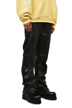 LEATHER STRAIGHT PANTS / BLK