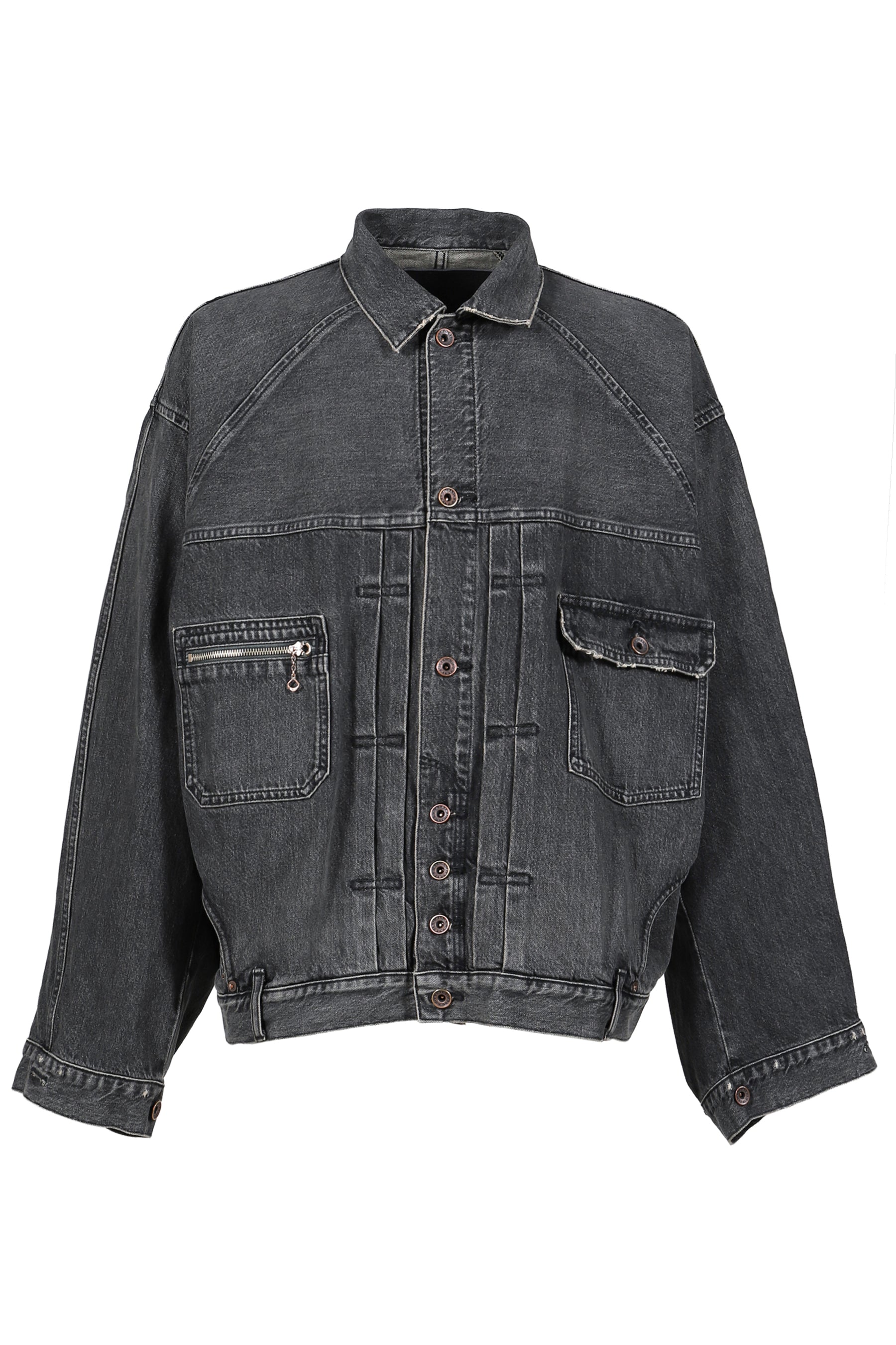 "INCEPTION" VINTAGE WASHED DENIM JACKET / BLK 