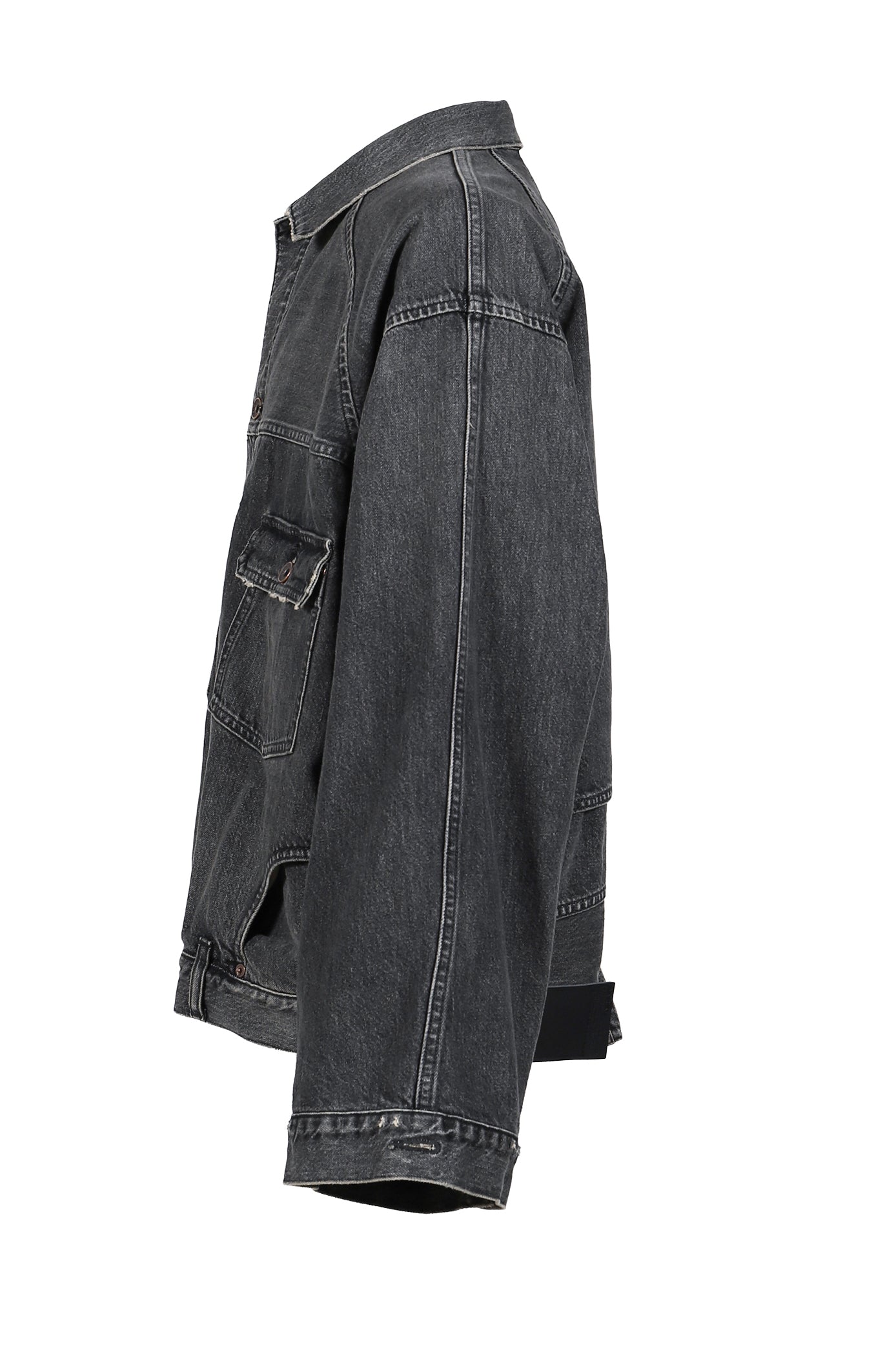 "INCEPTION" VINTAGE WASHED DENIM JACKET / BLK 