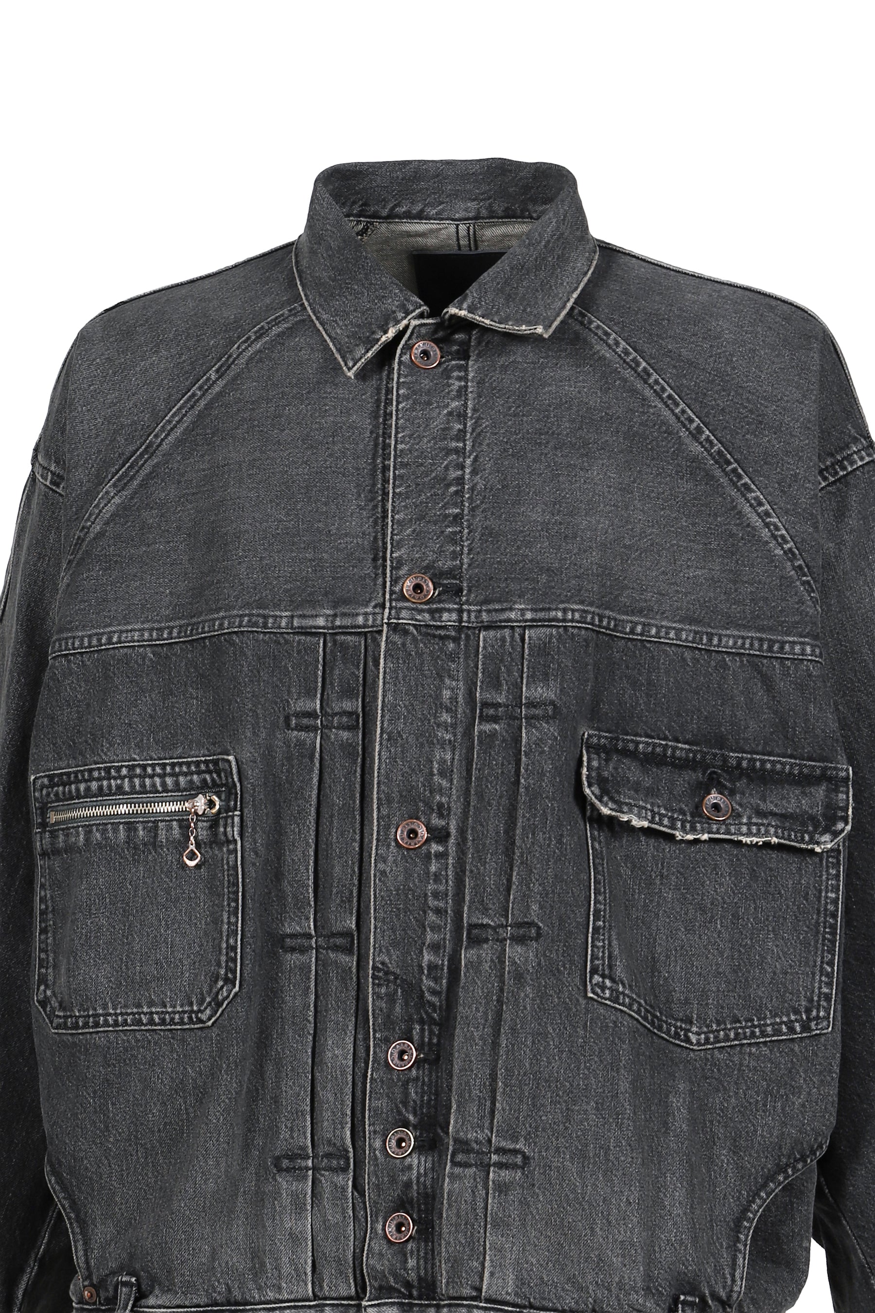 "INCEPTION" VINTAGE WASHED DENIM JACKET / BLK 