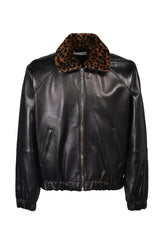 CONTRAST PIPE TRACK JACKET (20TH EXCLUSIVE) / BLK LEATHER W/ BRW PIPING