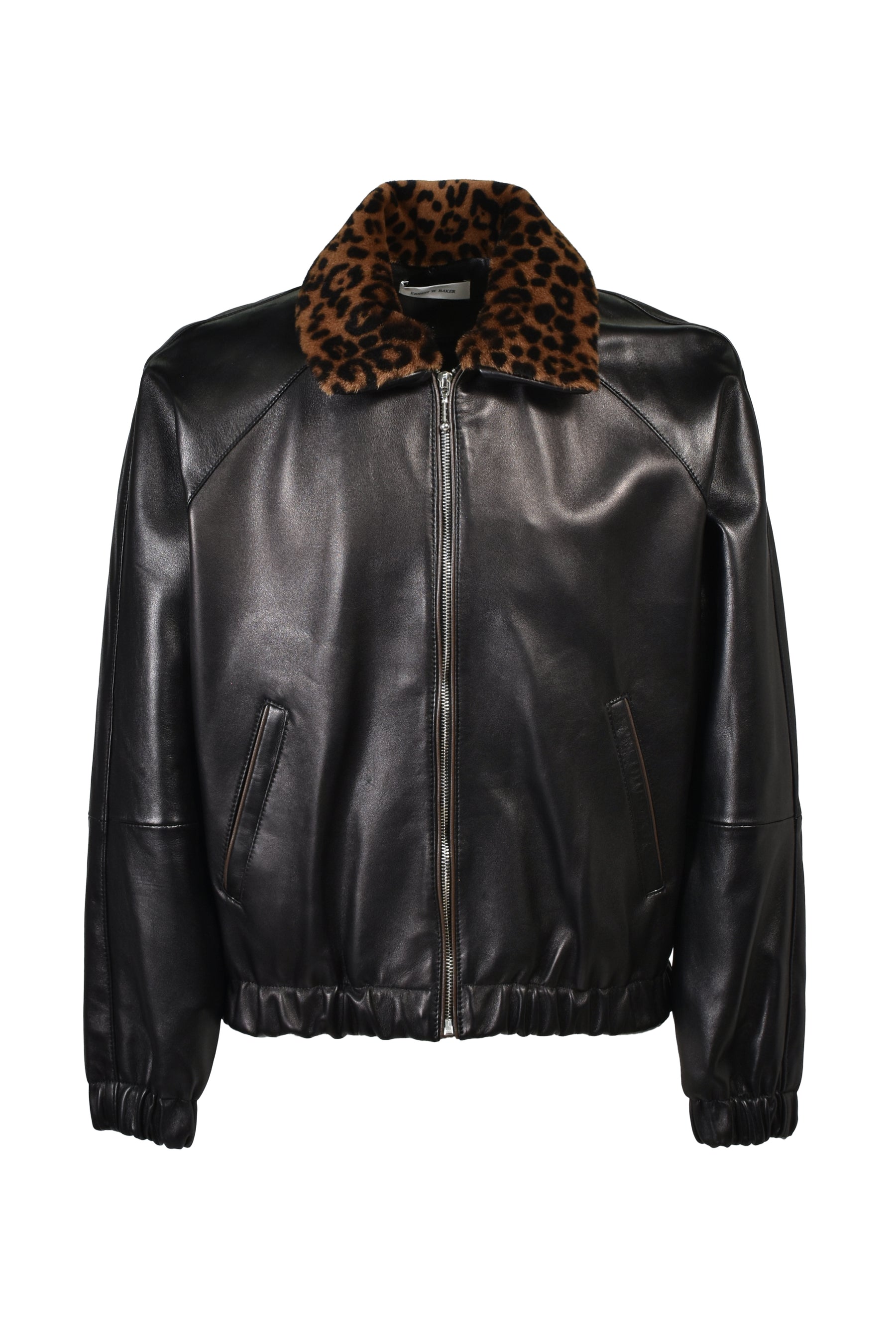 CONTRAST PIPE TRACK JACKET (20TH EXCLUSIVE) / BLK LEATHER W/ BRW PIPING