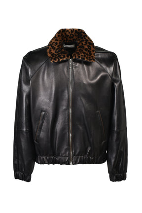 CONTRAST PIPE TRACK JACKET (20TH EXCLUSIVE) / BLK LEATHER W/ BRW PIPING