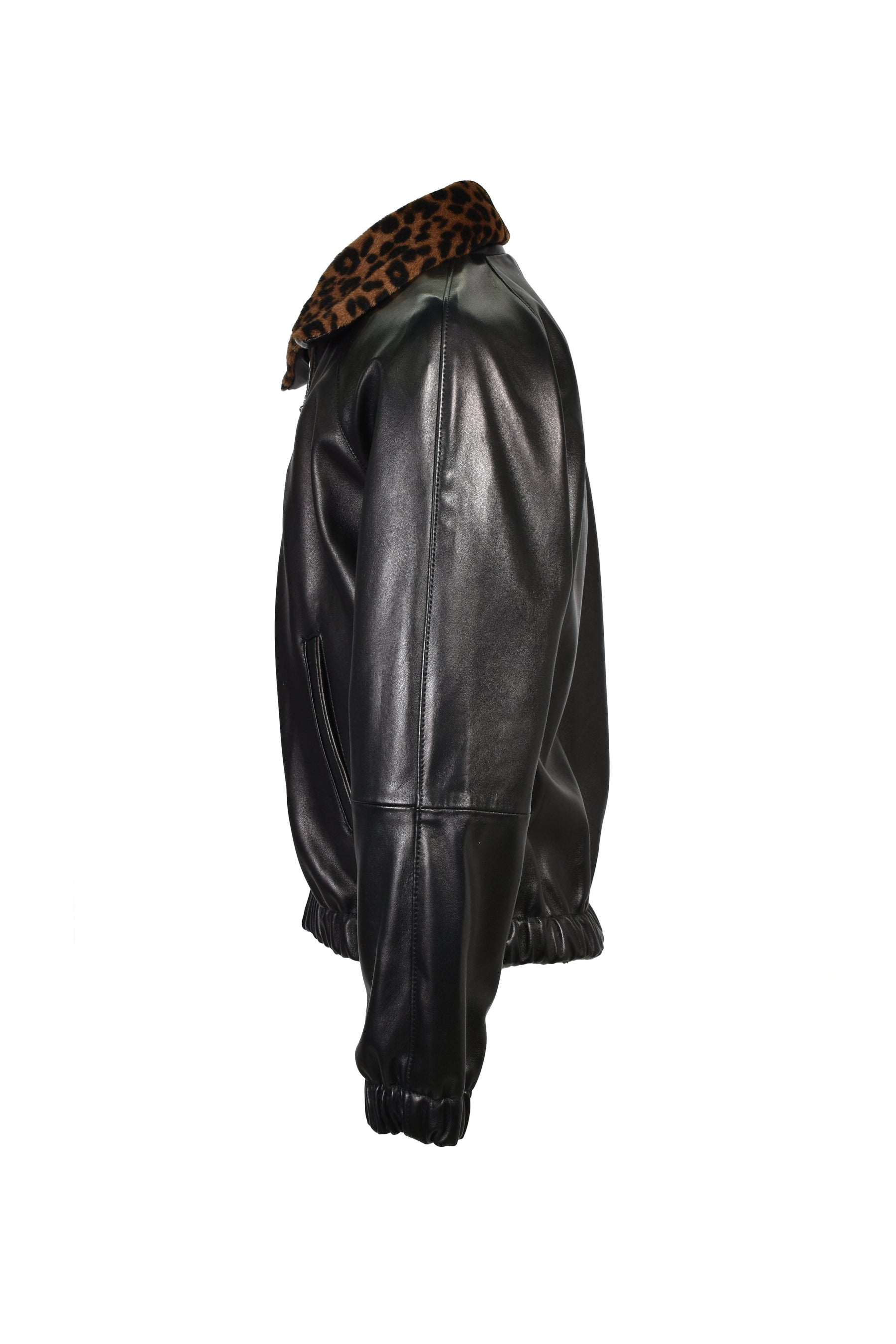 CONTRAST PIPE TRACK JACKET (20TH EXCLUSIVE) / BLK LEATHER W/ BRW PIPING