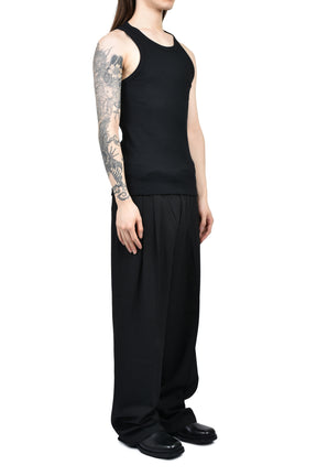 OMARI DOUBLE PLEATED TROUSERS / BLK