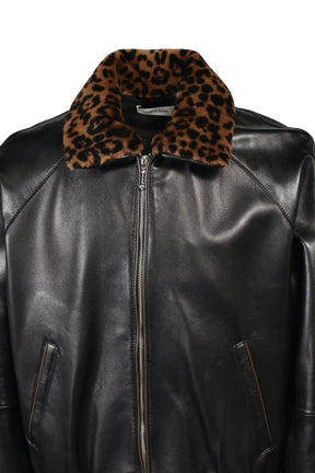 CONTRAST PIPE TRACK JACKET (20TH EXCLUSIVE) / BLK LEATHER W/ BRW PIPING