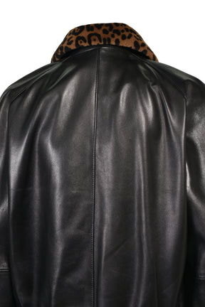 CONTRAST PIPE TRACK JACKET (20TH EXCLUSIVE) / BLK LEATHER W/ BRW PIPING