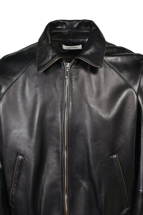 CONTRAST PIPE TRACK JACKET (20TH EXCLUSIVE) / BLK LEATHER W/ BRW PIPING