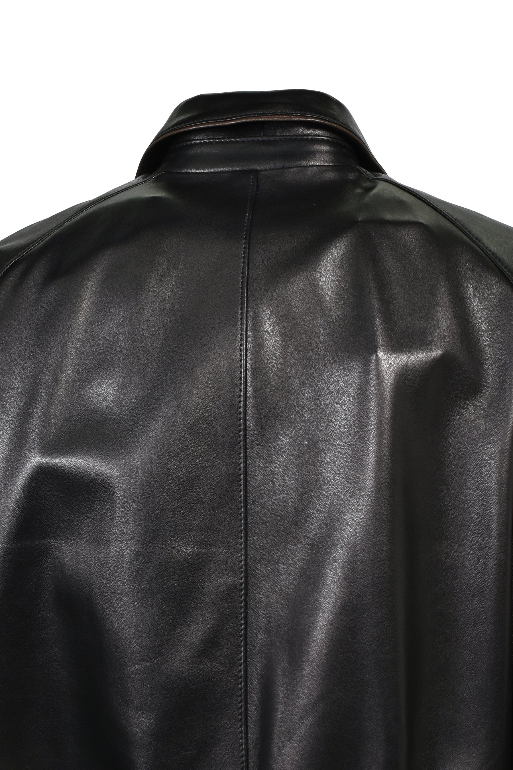 CONTRAST PIPE TRACK JACKET (20TH EXCLUSIVE) / BLK LEATHER W/ BRW PIPING